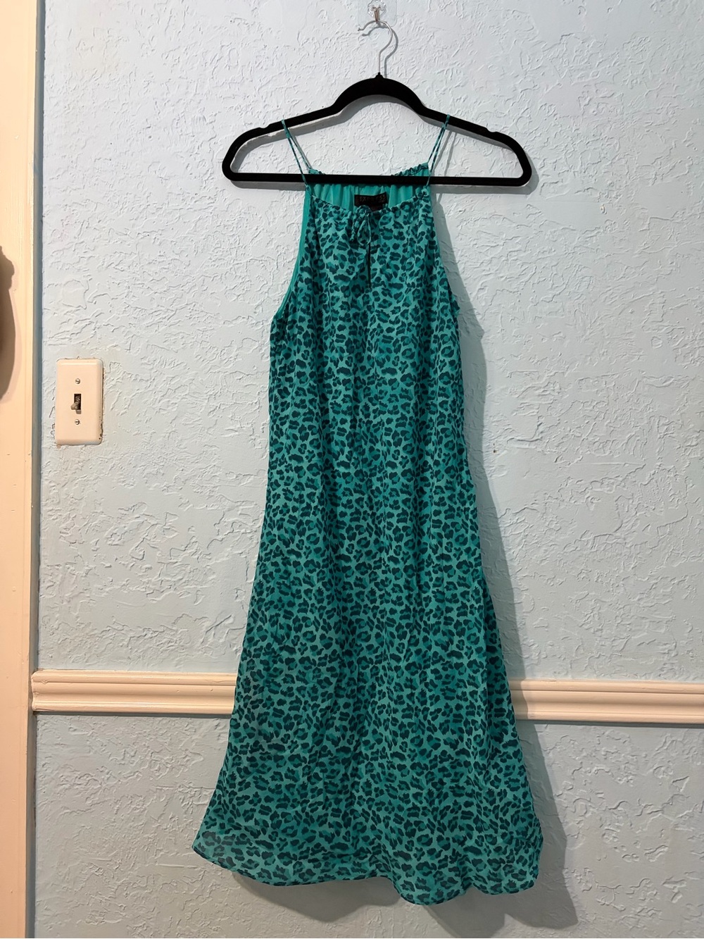 Express Teal Leopard-Print Midi Dress